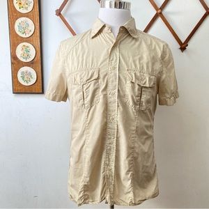 Sisley Antiqued Button Down Shirt Made In Italy